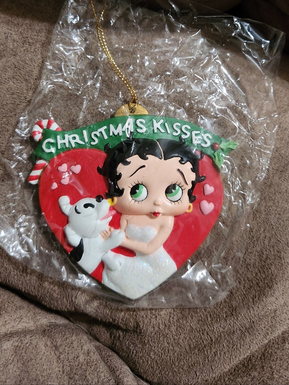 Vintage Danbury Mint Betty Boop Christmas Ornament "Christmas Kisses" Pudgy 2005